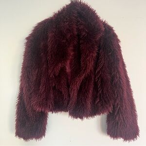 Plush Burgundy Faux Fur Jacket